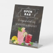 Modern Open Bar Wedding Sign Sockelschild (Vorderseite)