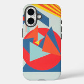 Modern Orange and Blue Triangles Phone Case (Rückseite)