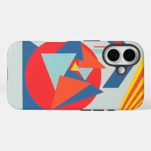 Modern Orange and Blue Triangles Phone Case (Rückseite (Horizontal))