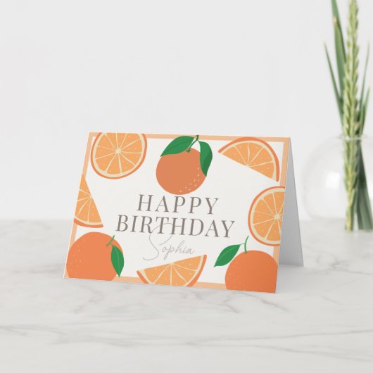 Modern Orange Birthday Karte (Vorderseite)