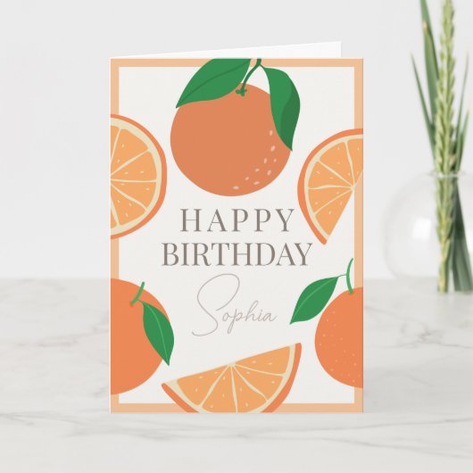Modern Orange Birthday Karte (Vorderseite)