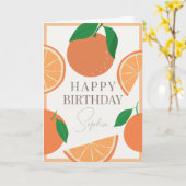 Modern Orange Birthday Karte (Gelbe Blume)