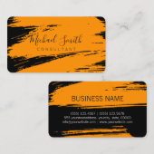 Modern Orange Black Brush Stroke Paint Visitenkarte (Vorne/Hinten)
