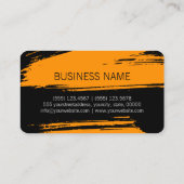 Modern Orange Black Brush Stroke Paint Visitenkarte (Rückseite)