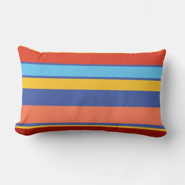 Modern Orange Blue Yellow Corner Stripes Beach Lendenkissen (Vorderseite)