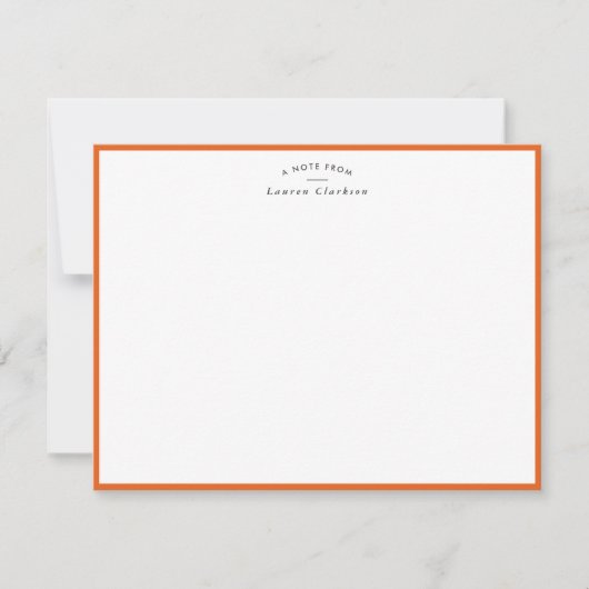 Modern Orange Border Personalized Note Card Einladung (Vorderseite)