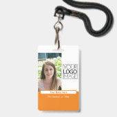 Modern Orange Color Block Professional Photo Name Ausweis (Vorderseite mit Lanyard)