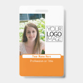 Modern Orange Color Block Professional Photo Name Ausweis (Vorderseite)