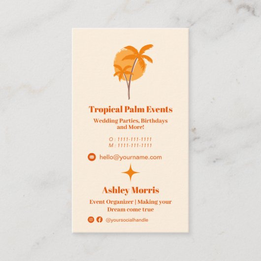 Modern orange Eventplaner Foto qr Logo Visitenkarte (Vorderseite)