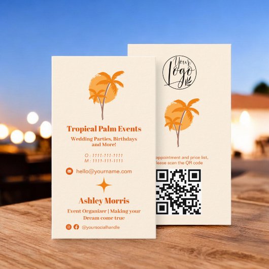 Modern orange Eventplaner Foto qr Logo Visitenkarte