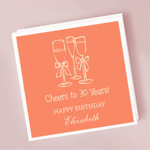 Modern Orange freut sich auf 30 Jahre Geburtstag N Serviette