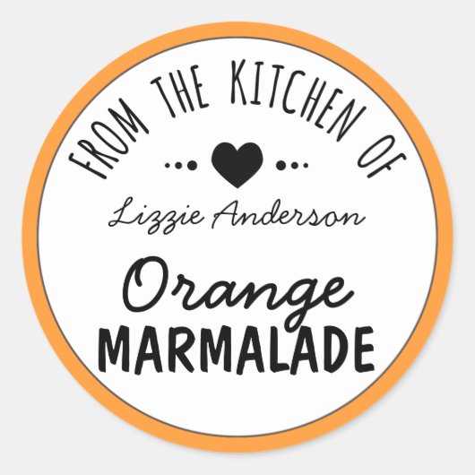 Modern Orange From the Kitchen of Label Runder Aufkleber (Vorderseite)