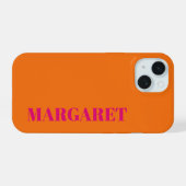 Modern orange fuchsia monogram name Phone Case iPhone 15 Hülle (Rückseite (Horizontal))