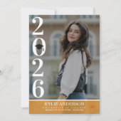 Modern Orange Graduation Cap Senior Photo Einladung (Vorderseite)