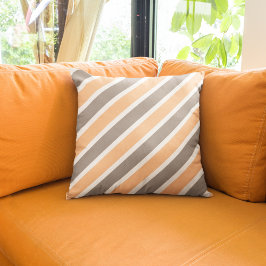 Modern Orange Gray Diagonal Stripes Polyester Kissen