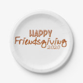 Modern Orange Happy Friendsgiving 2020 Pappteller (Vorderseite)