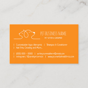 Modern Orange Haustiersitter Hund Katze Logo Veter Visitenkarte