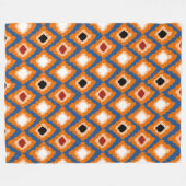 Modern Orange Ikat Diamonds Custom Fleece Blankon (Vorderseite (Horizontal))