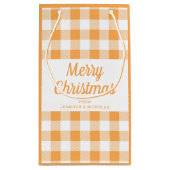 Modern Orange Karierte Weihnachten Kleine Geschenktüte (Rückseite)