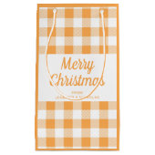 Modern Orange Karierte Weihnachten Kleine Geschenktüte (Vorderseite)