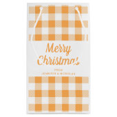Modern Orange Karierte Weihnachten Kleine Geschenktüte (Rückseite)