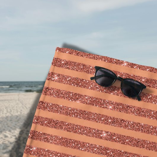 Modern Orange Mango Glitter Style Vertical Stripes Strandtuch