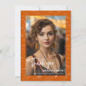 Modern Orange Math Script Photo Graduation  Dankeskarte (Vorderseite)