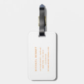 Modern Orange Monogram Gepäckanhänger (Rückseite vertikal)