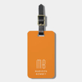 Modern Orange Monogram Gepäckanhänger (Vorderseite vertikal)
