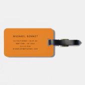 Modern Orange Monogram Gepäckanhänger (Rückseite horizontal)