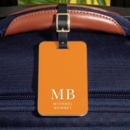Modern Orange Monogram Gepäckanhänger