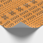 Modern Orange Mudcloth African Pattern Geschenkpapier (Ecke)