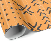 Modern Orange Mudcloth African Pattern Geschenkpapier (Rolleneckpunkt)