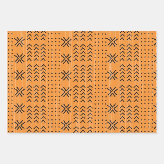 Modern Orange Mudcloth African Pattern Geschenkpapier Set (Vorderseite 3)