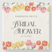 Modern Orange Pink Tulips Floral Bridal Shower Steinuntersetzer (Vorderseite)