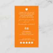 Modern Orange QR Code Order Vielen Dank Visitenkarte (Rückseite)
