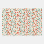 Modern Orange & Sage Botanical Vine Pattern Geschenkpapier Set (Vorderseite 3)