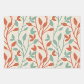 Modern Orange & Sage Botanical Vine Pattern Geschenkpapier Set (Vorderseite)