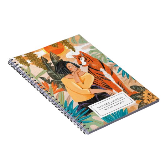 Modern Orange Tiger Girly Jungle Notizblock (Rechte Seite)