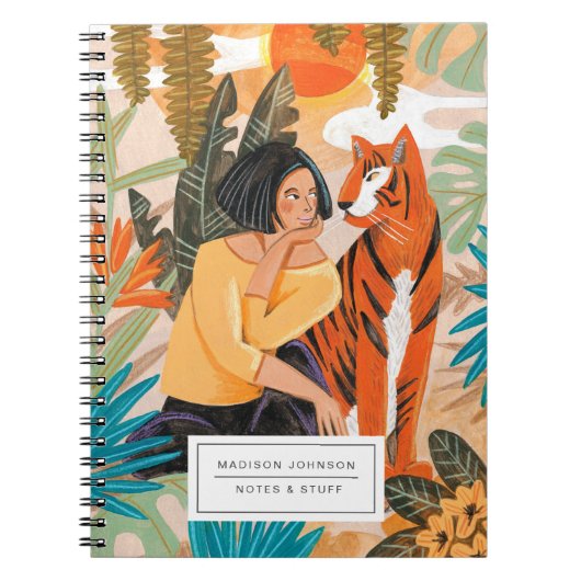 Modern Orange Tiger Girly Jungle Notizblock (Vorderseite)
