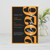 Modern Orange Typography Graduation Announcement Einladung (Stehend Vorderseite)