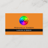 Modern orange und schwarz mit Beruflichen Logos Visitenkarte (Vorderseite)