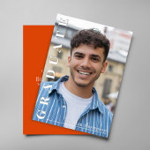 Modern Orange Vertical Name Graduation Photo Card Einladung
