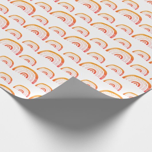 Modern Orange Watercolor Rainbow Geschenkpapier (Ecke)