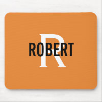 Modern orange-weiße Monogramm-Männer nennen Mauspa