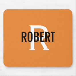 Modern orange-weiße Monogramm-Männer nennen Mauspa Mousepad