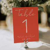 Modern Orange Whimsical Fun Wedding Table Number Einladung