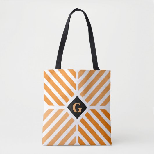 Modern Orangefarbene Streifen Tasche (Vorderseite)