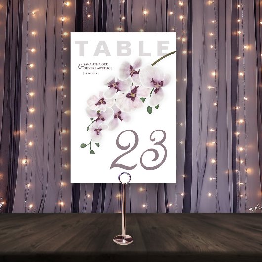 Modern Orchid Charm Wedding Table Number Card Tischnummer