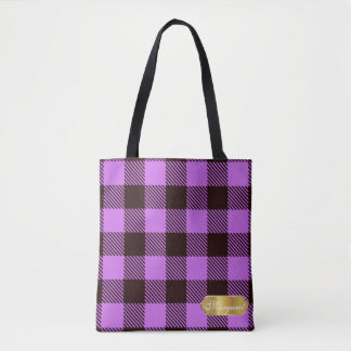 Modern Orchid Gold Abzeichen Tartan Personalisiert Tasche